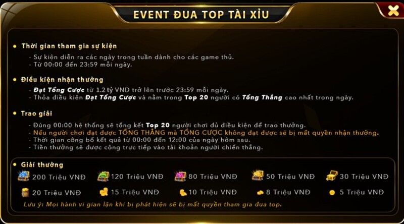 Event khuyến mãi fa88 đua top tài xỉu